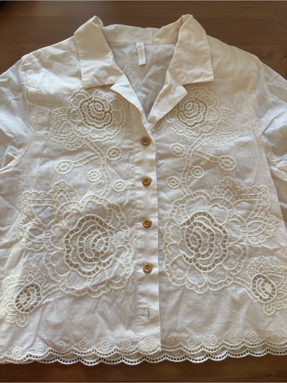 Zimmermann Cream Embroidered Button-Down Shirt